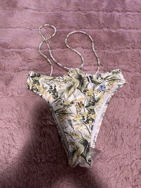 Abercrombie & Fitch Floral Bikini Bottom in White, Green and Yellow